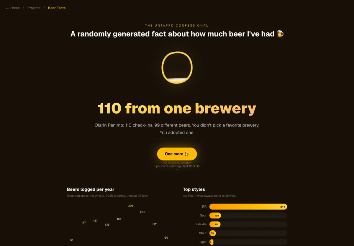 Beer Facts application preview