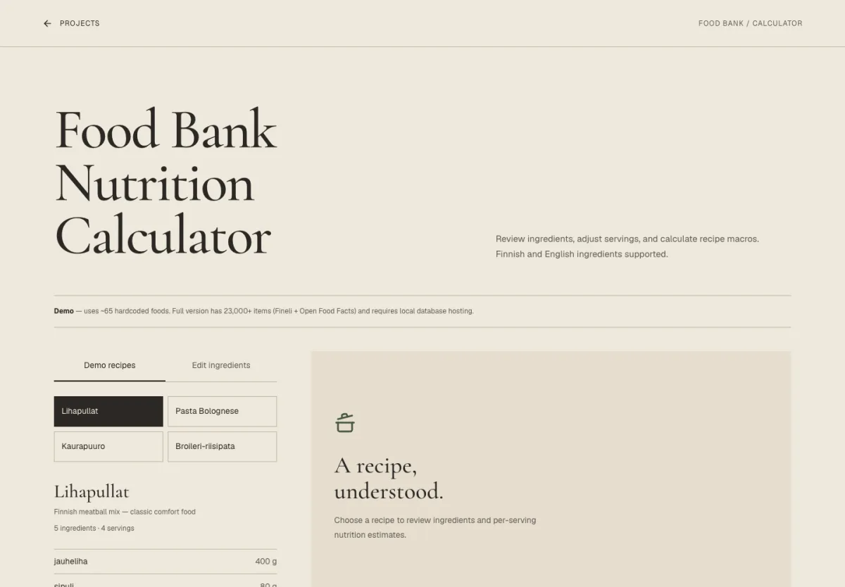 Food Bank application preview