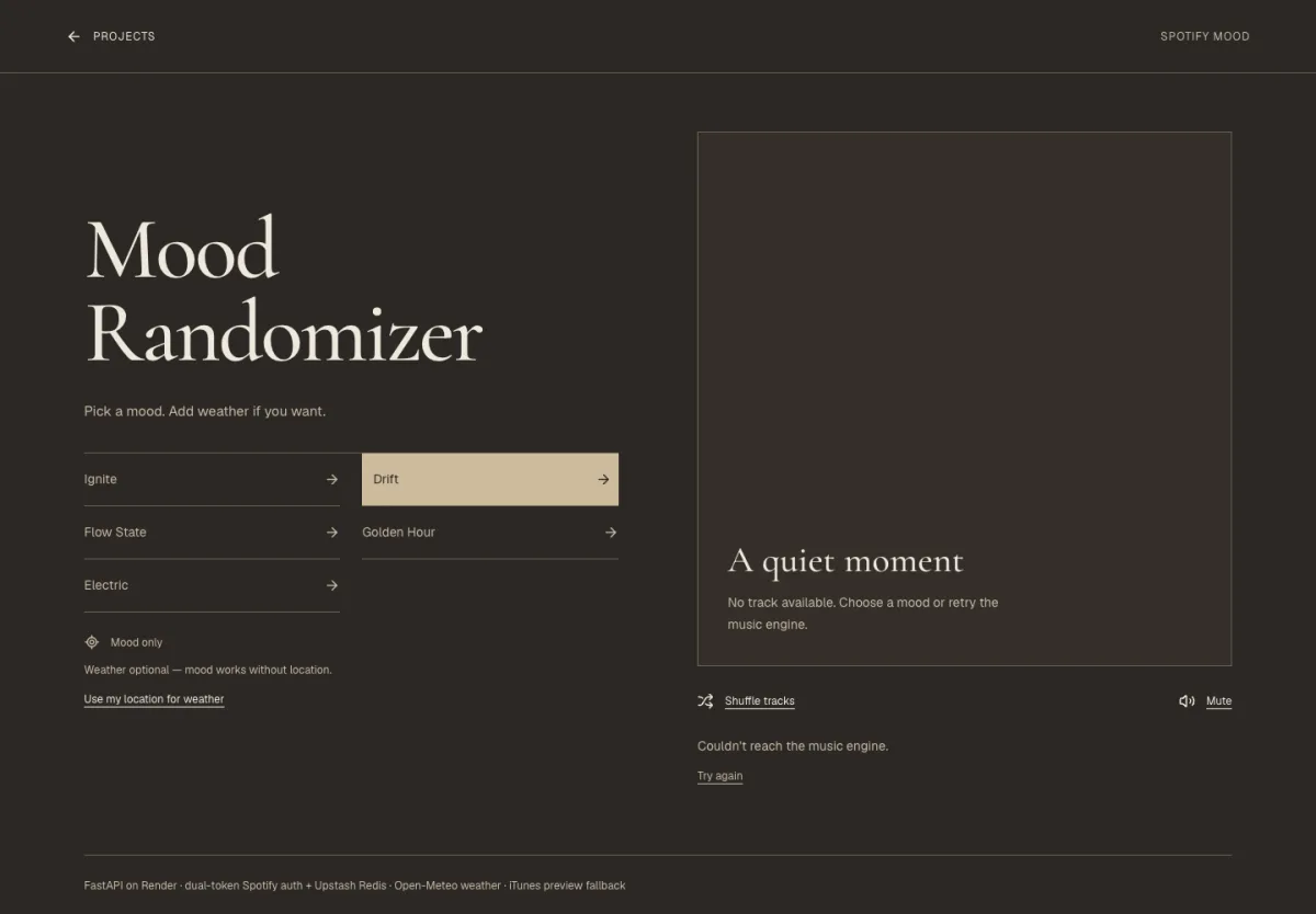 Spotify Mood application preview